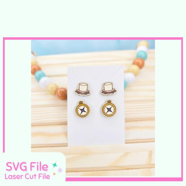 S’mores and compass earring SVG bundle – camping themed laser cut files