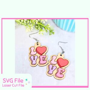 Stacked LOVE letter earring SVG for laser cutting – bold Valentine or everyday design