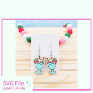 Strawberry drink earring SVG file – fruity laser cut design